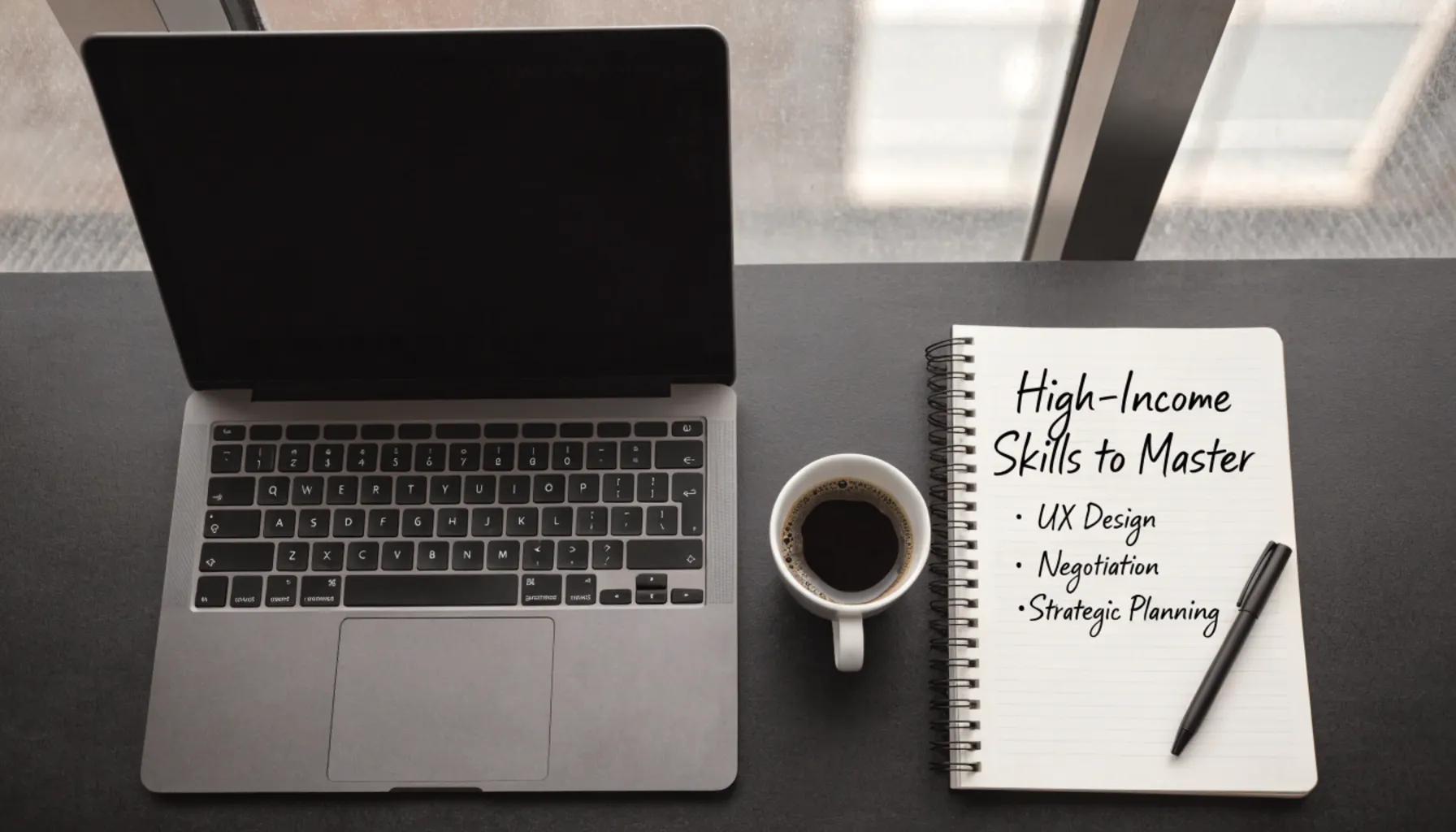 Smartphone showing a successful savings transfer and a growth mindset reframe
sticky note on a desk