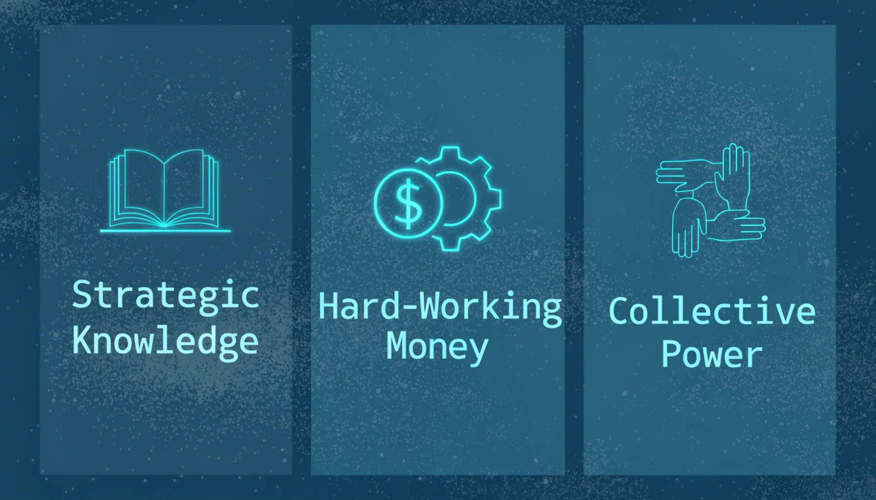Infographic showing the three core beliefs of the minority mindset: strategic
knowledge, active assets, and collective power.