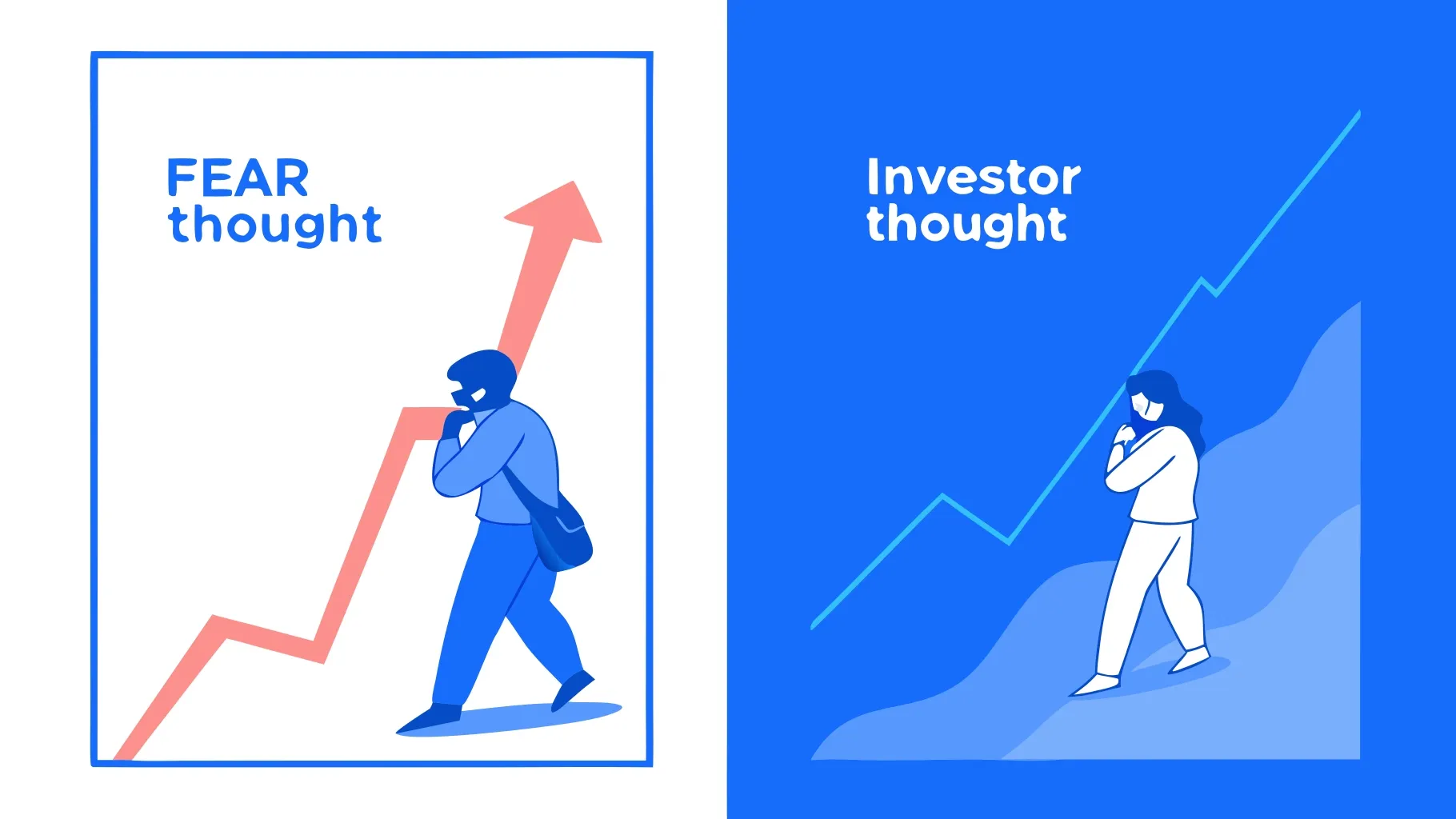Side-by-side comparison of a fear-based money thought versus a strategic investor
mindset reframing.
